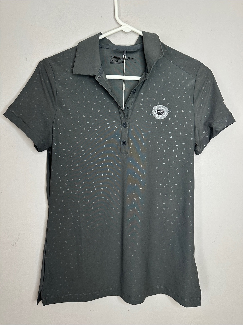 Nike Women's Charcoal Gray Short Sleeve Button-Down Polo size S NWT